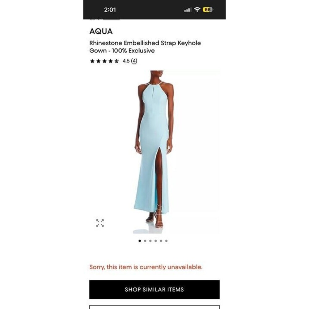 Aqua formal Pale Blue Halter Maxi Gown with Front Slit